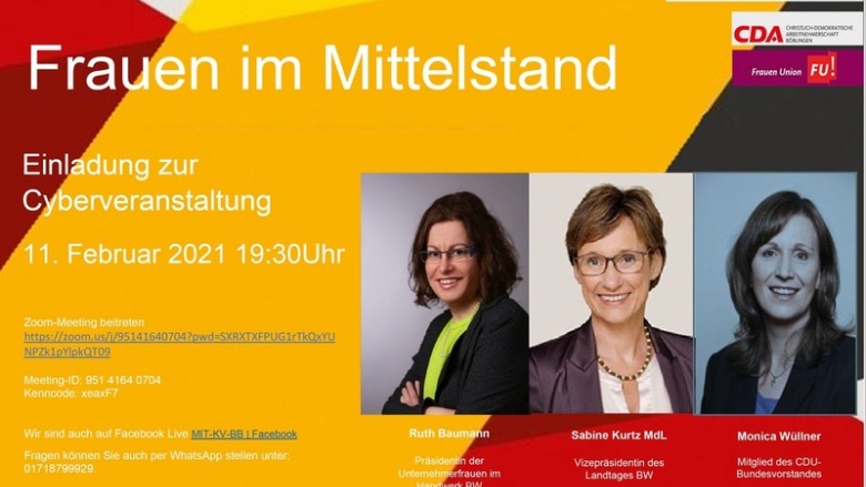 Cyberveranstaltung: Frauen im Mittelstand am 11. Februar Cyberveranstaltung: Frauen im Mittelstand am 11. Februar